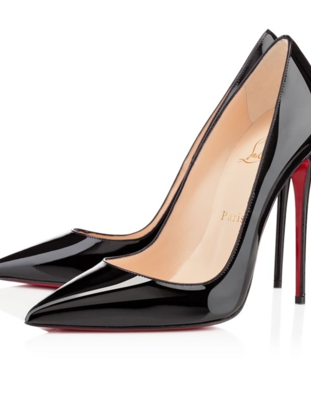 Christian Louboutin Black Patent Pigalle Follies Pointed Toe Pumps